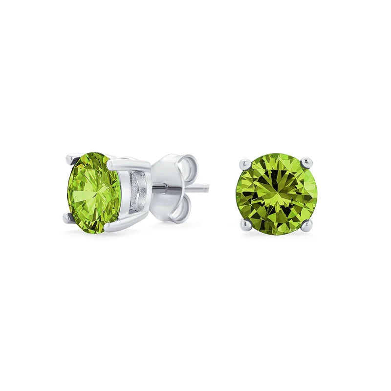 Ohrstecker aus 925 Sterling Silber mit Runden Peridot Zirkonia