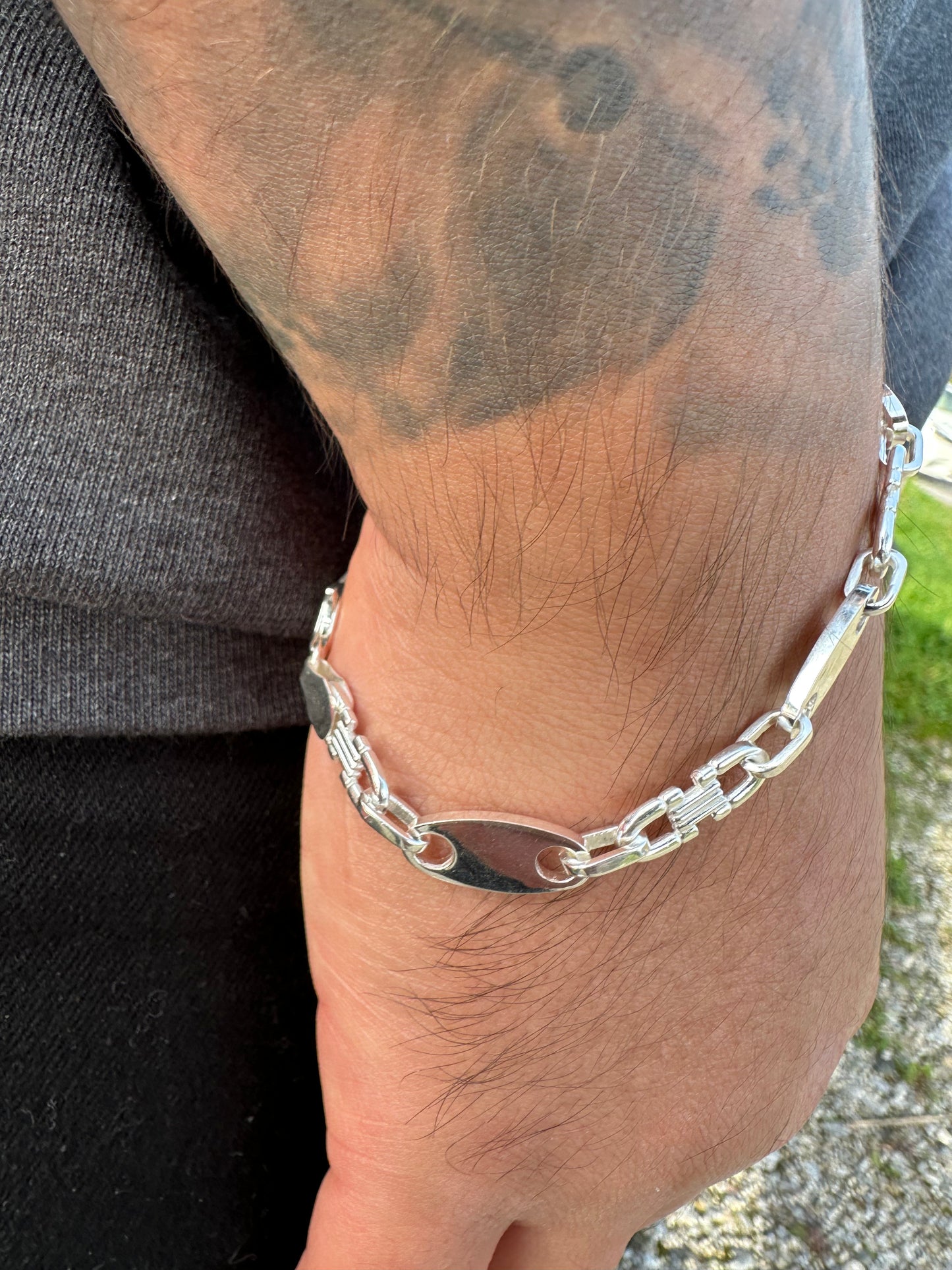 Platten Armband 8mm - 925 Silber, Hochglanzpoliert