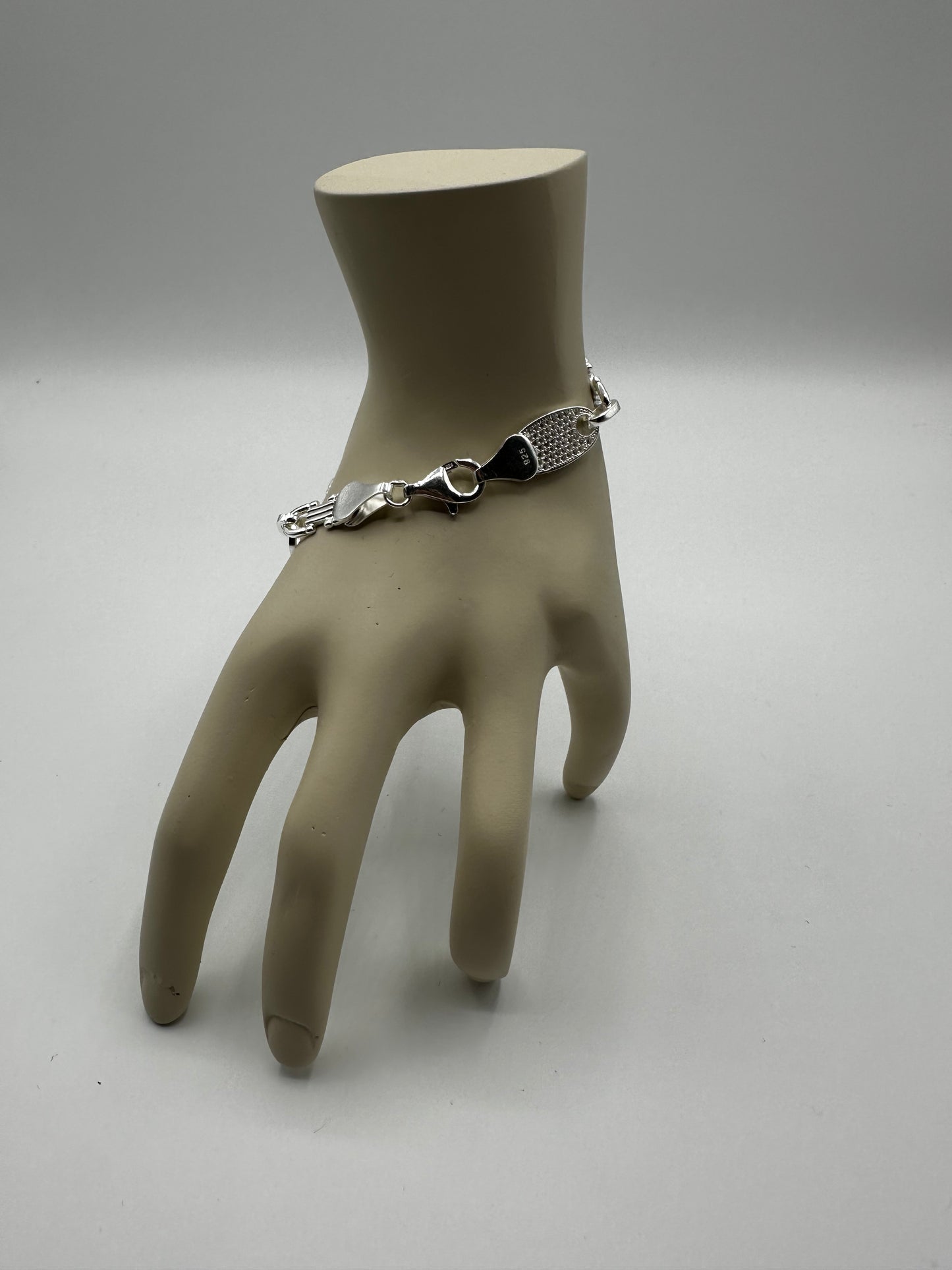 Platten Armband Iced-Out 10mm - 925 Silber - Massiv