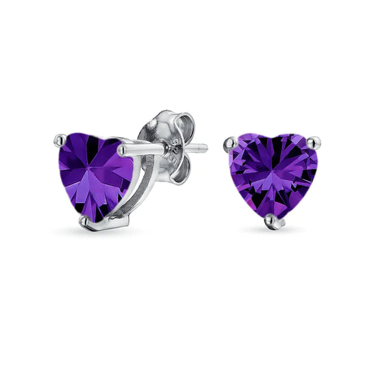 Ohrstecker aus 925 Sterling Silber mit Herzförmig Amethyst Zirkonia