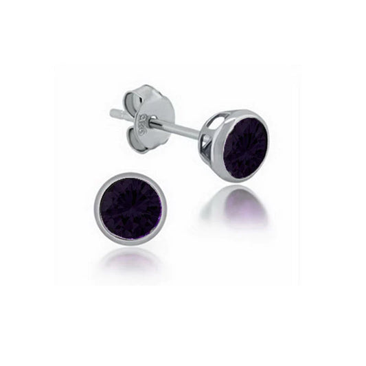 Ohrstecker aus 925 Sterling Silber mit Runden Schwarze Zirkonia